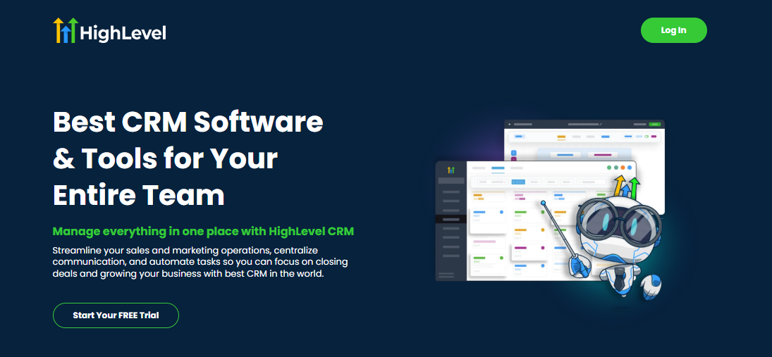 Dashboard overview of the GoHighLevel CRM